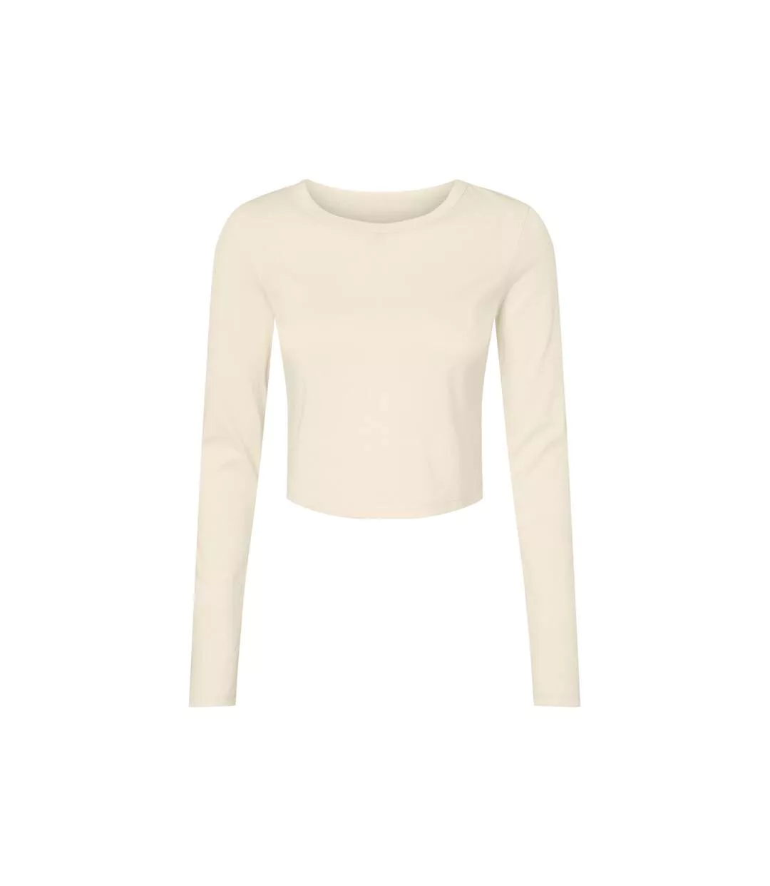 Womens/ladies Long-sleeved Crop T-shirt Solid Natural Bella + Canvas