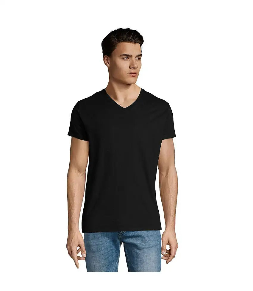 Mens Imperial V Neck T-shirt Deep Black SOLS