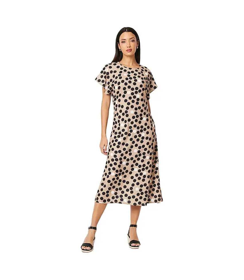 Womens/ladies Spotted Midi Dress Neutral Principles
