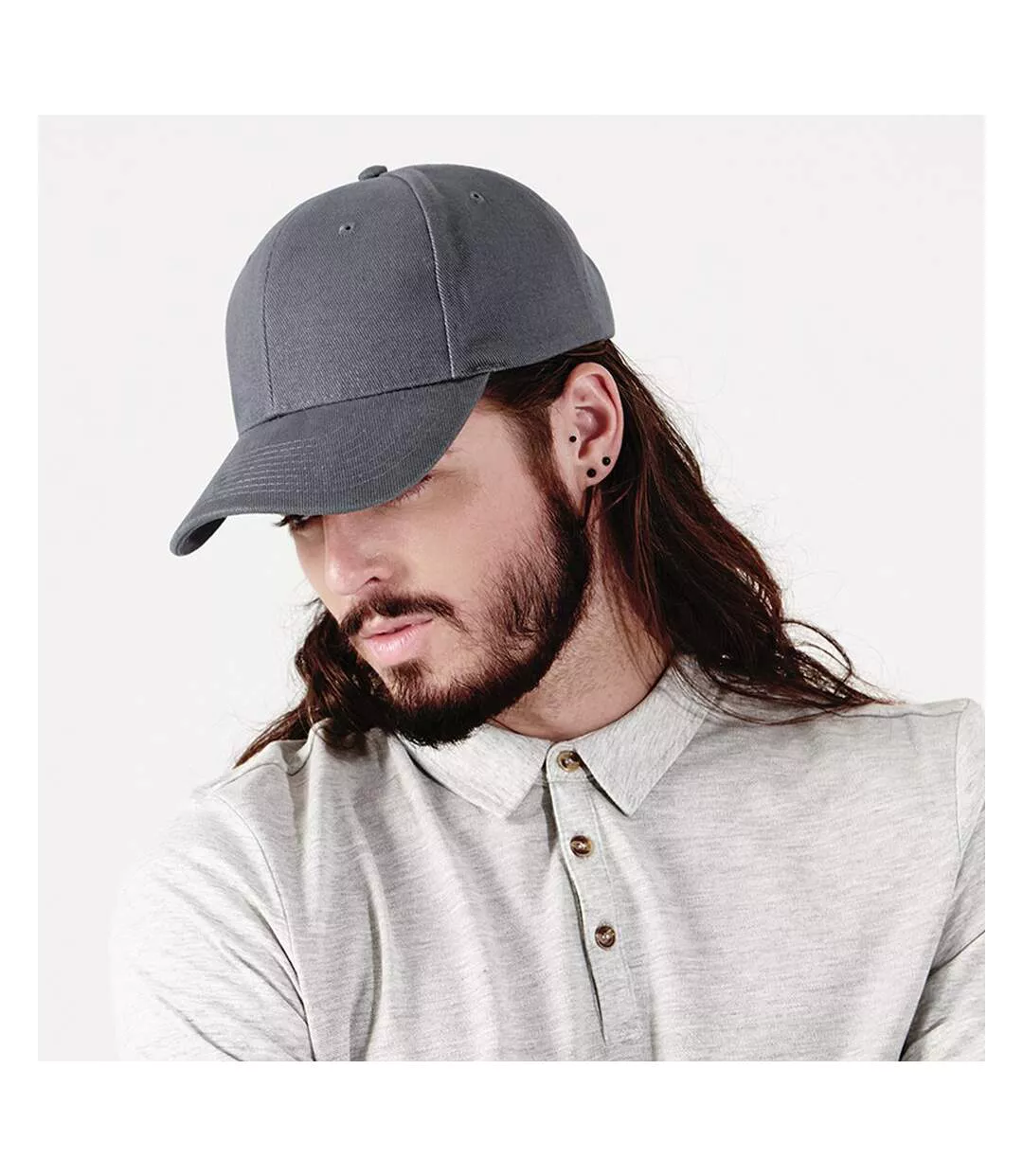 Beechfield Unisex Pro-Style Heavy Brushed Cotton Baseball Cap / Headwear (Graphite Grey) - UTRW213