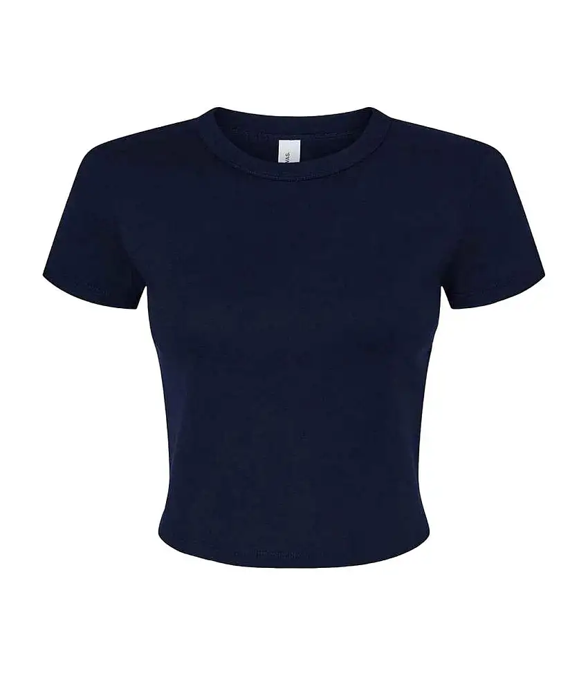 Womens/ladies Crop Top Solid Navy Bella + Canvas