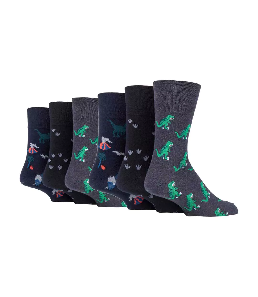 6 Pairs Mens Non Elastic Patterned Socks