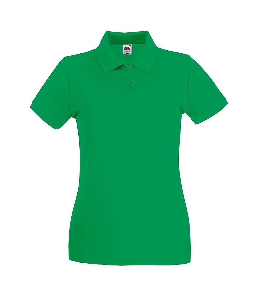 Womens/ladies Premium Cotton Pique Lady Fit Polo Shirt Kelly Green Fruit Of The Loom