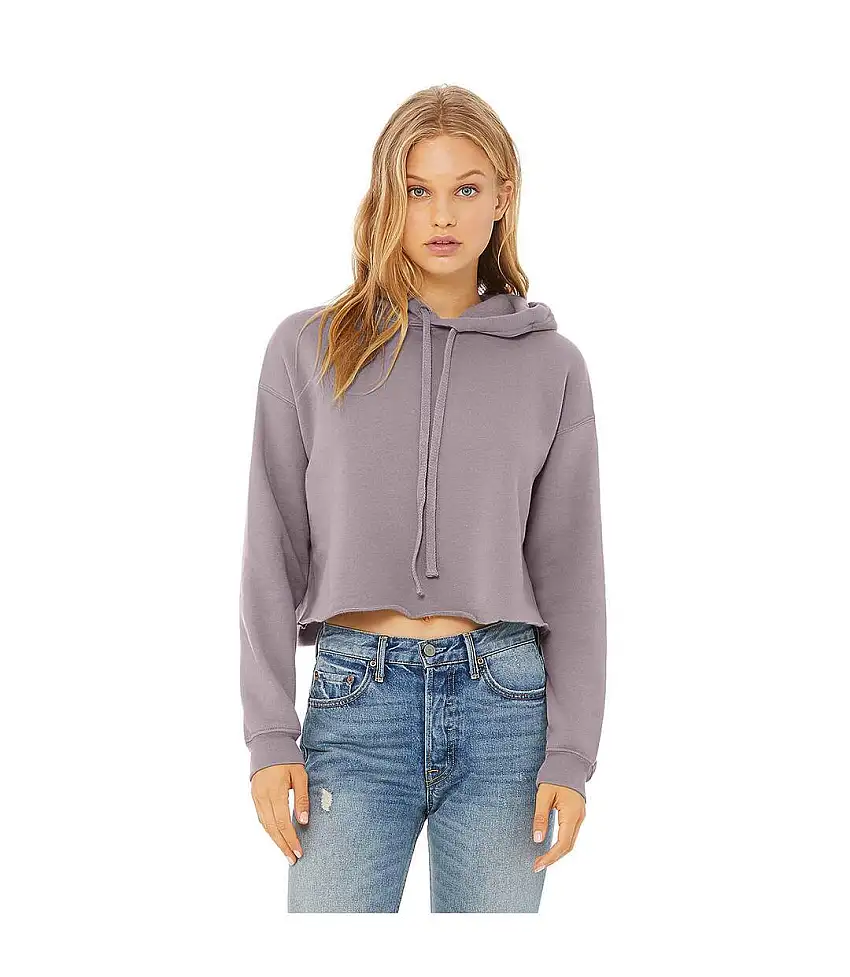 Womens/ladies Cropped Fleece Hoodie Storm Bella + Canvas