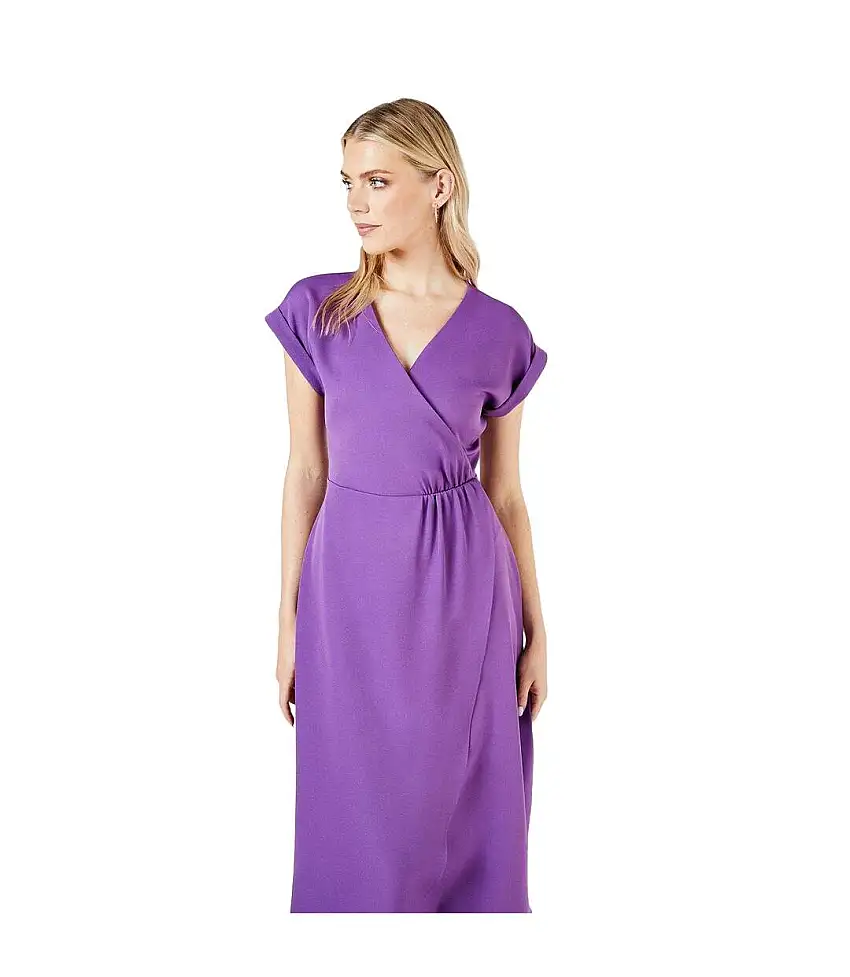 Womens/ladies Twist Wrap Dress Purple Principles