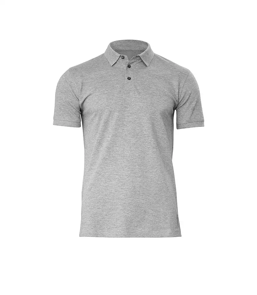 Mens Harvard Stretch Deluxe Polo Shirt Grey Melange Nimbus