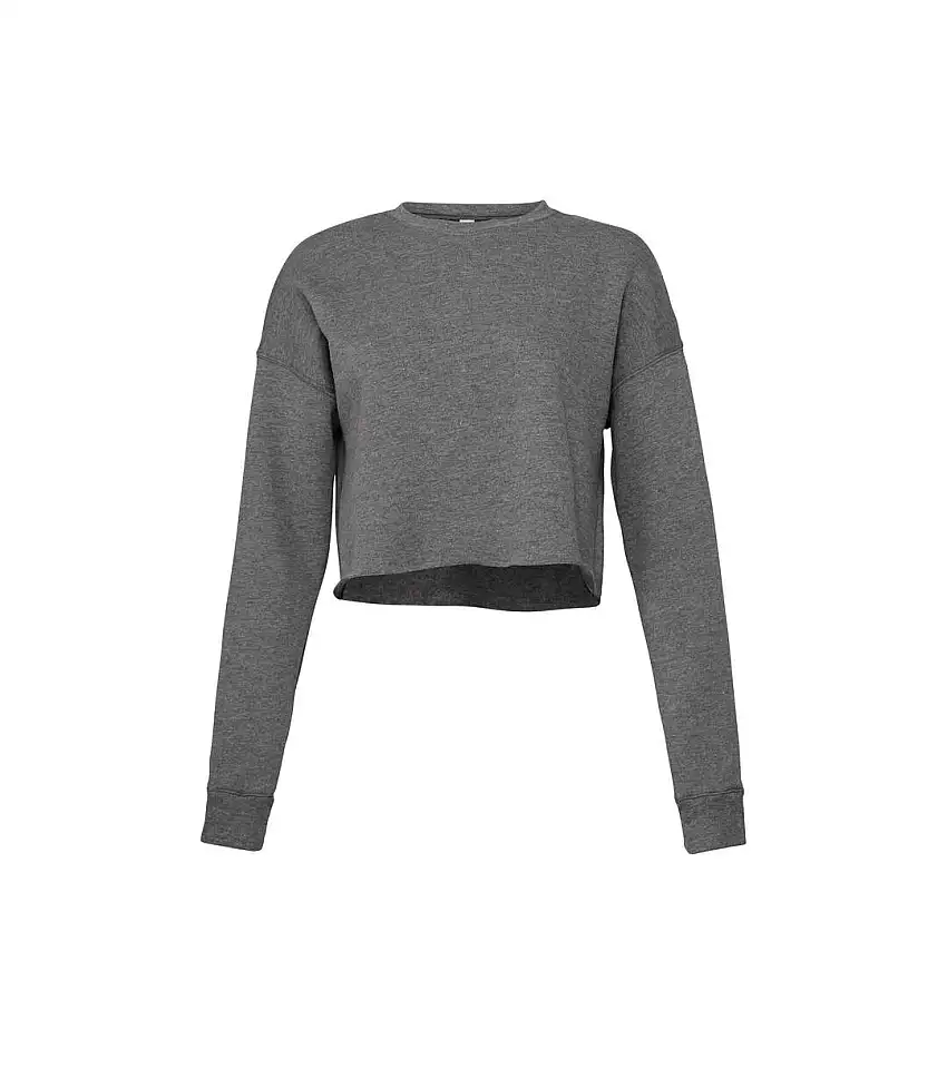 Womens/ladies Cropped Crew Fleece Top Deep Heather Bella + Canvas