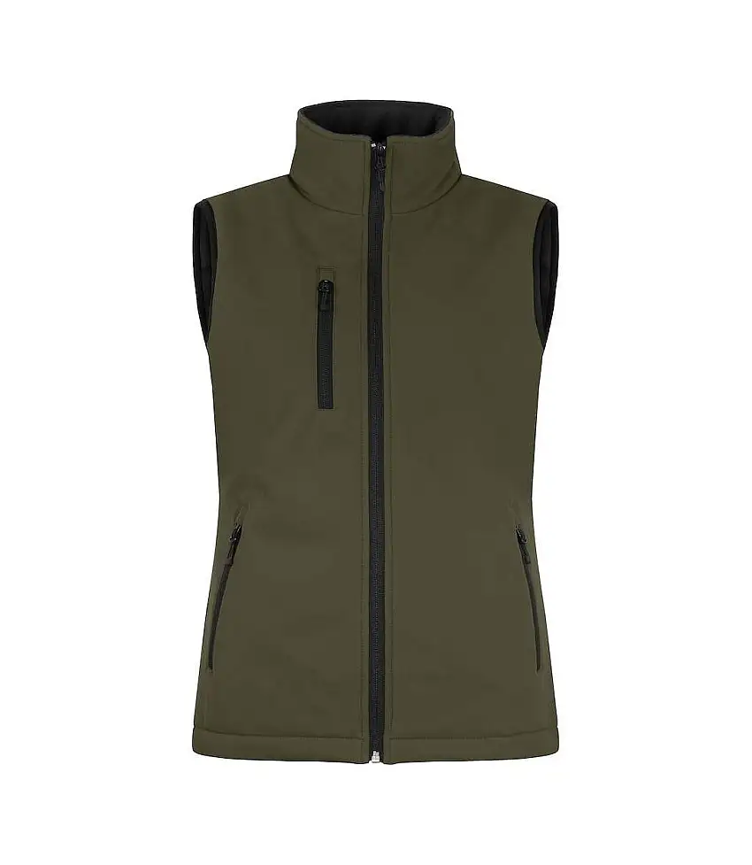 Womens/ladies Softshell Panels Gilet Fog Green Clique
