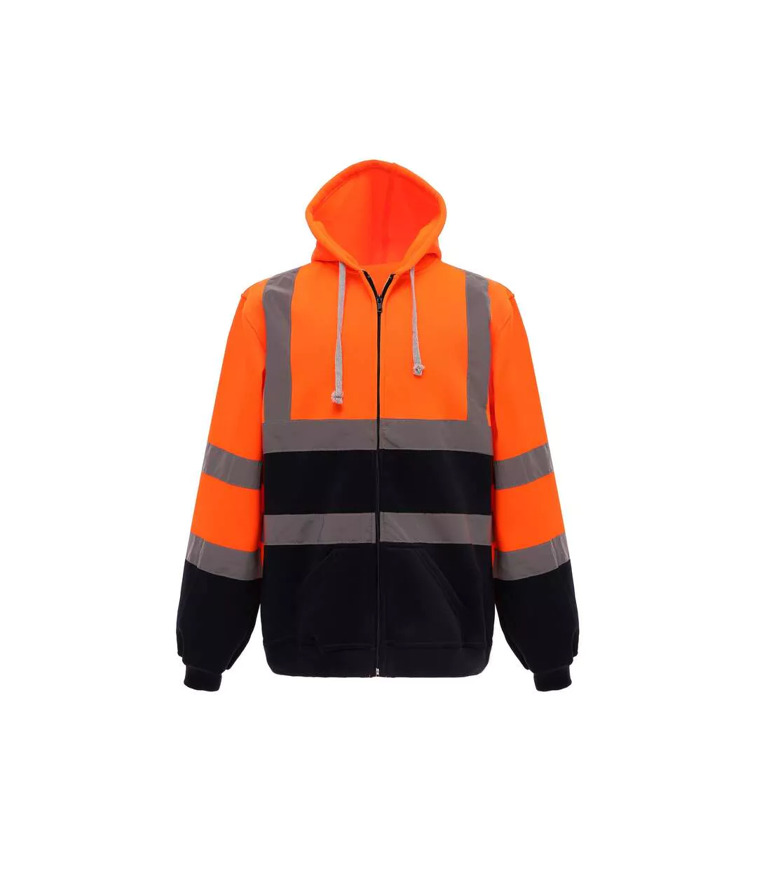 Mens Hi-vis Full Zip Hoodie Orange Navy Yoko