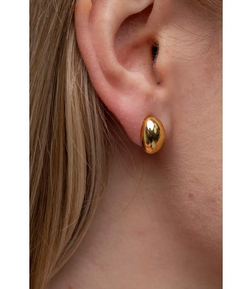 Silver Gold Solid Oval Half Ball Irregular Everyday Geometric Studs Earrings