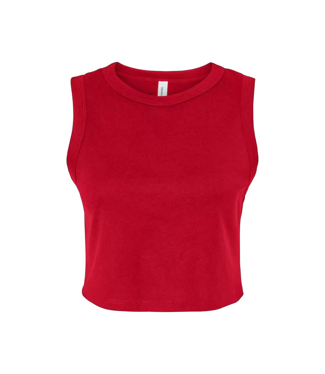 Womens/ladies Plain Micro-rib Muscle Crop Top Solid Red Bella + Canvas