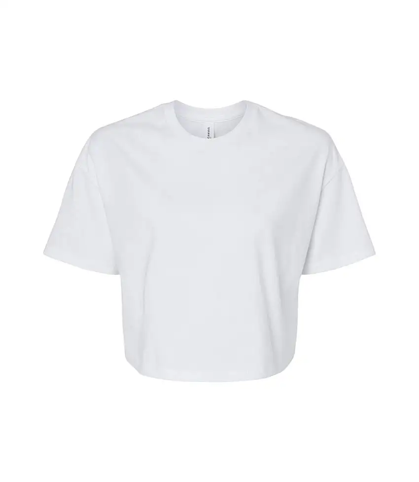 Womens/ladies Jersey Crop T-shirt White Bella + Canvas
