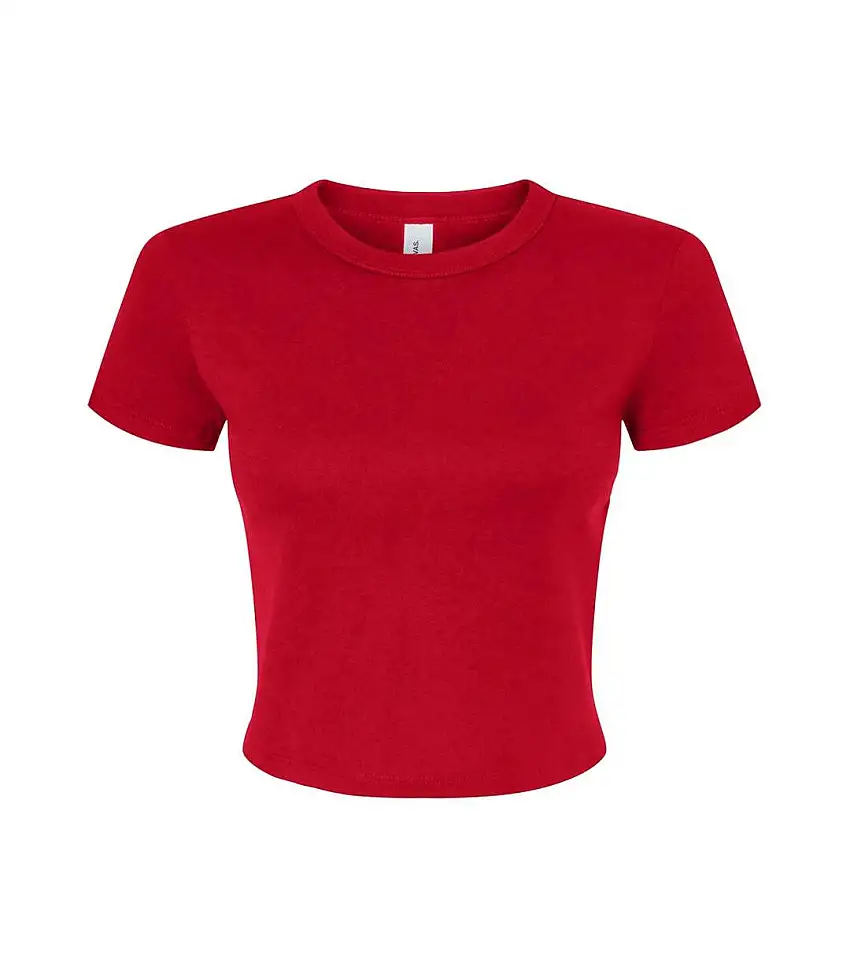 Womens/ladies Micro-rib Crop Top Solid Red Bella + Canvas