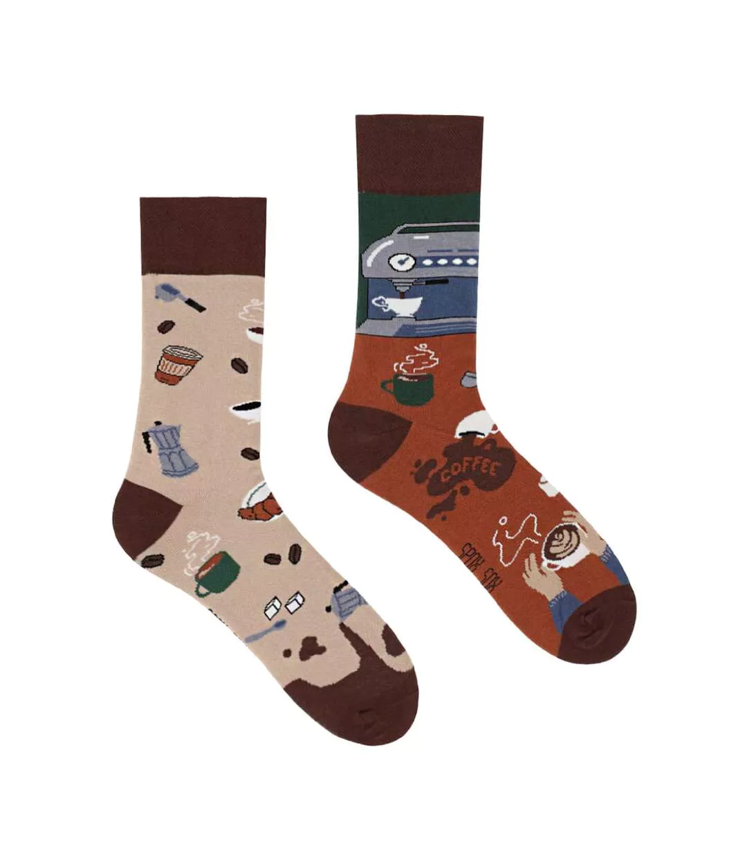 1 Pack Unisex Mismatched Novelty Odd Socks - Coffee