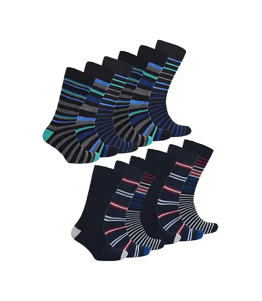 12 Pack Mens Multicolor Soft Breathable Bamboo Crew Socks