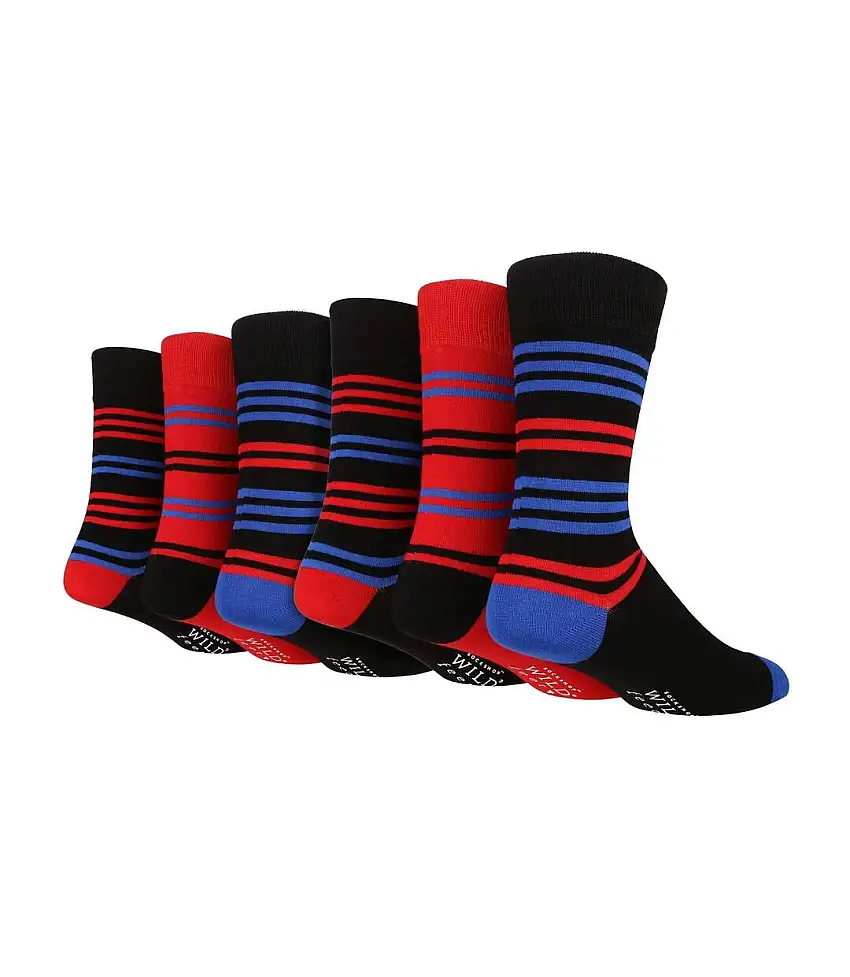 6 Pairs Mens Multipack Bamboo Dress Socks with Stylish Stripes and Polka Dots
