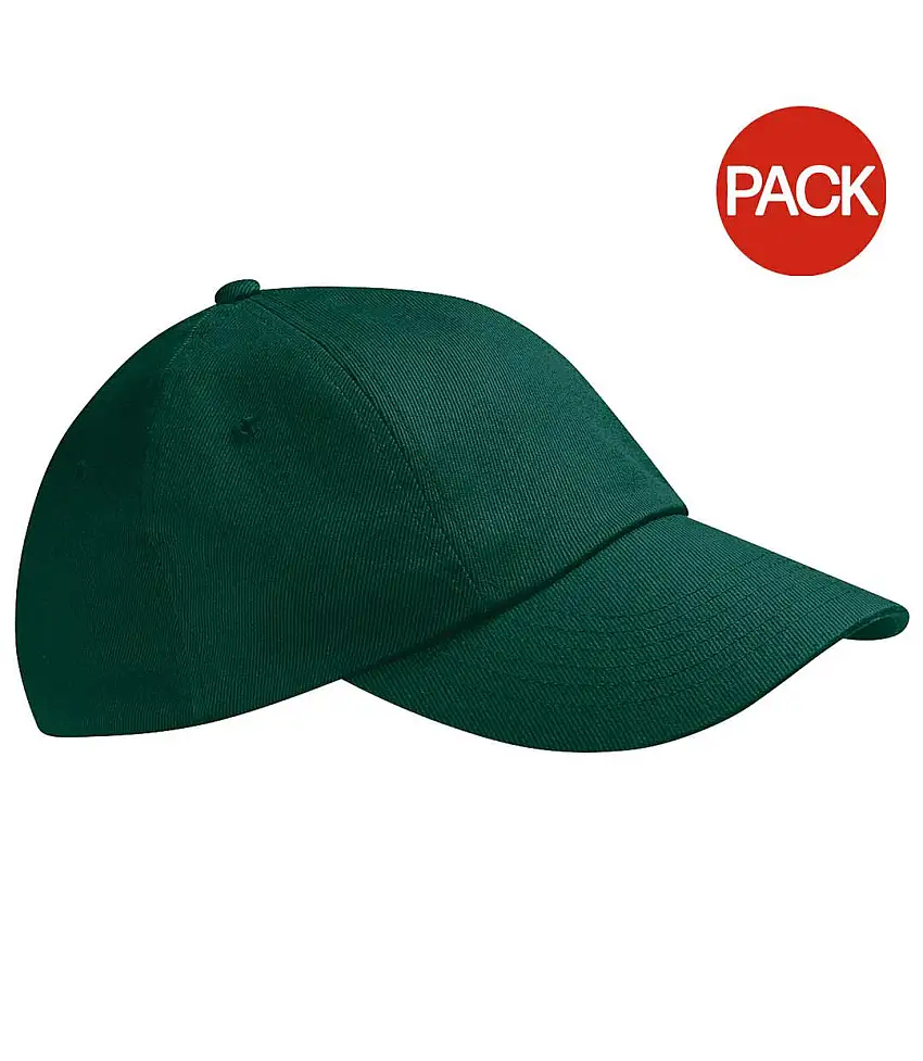 Beechfield Unisex Low Profile Heavy Cotton Drill Cap / Headwear (Pack of 2) (Bottle Green) - UTRW6730