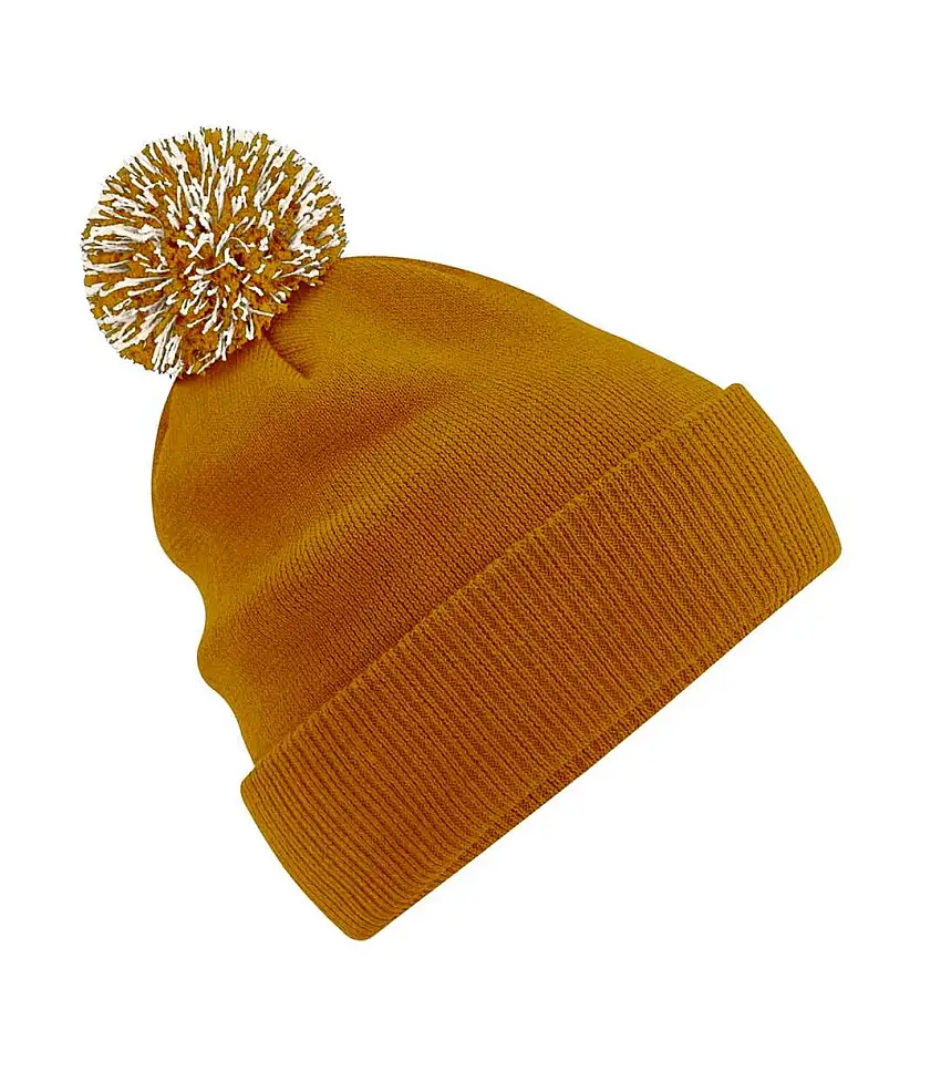 Adults Unisex Snowstar Beanie Mustard Off White Beechfield
