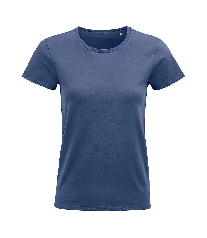 Womens/ladies Pioneer Organic T-shirt Denim SOLS