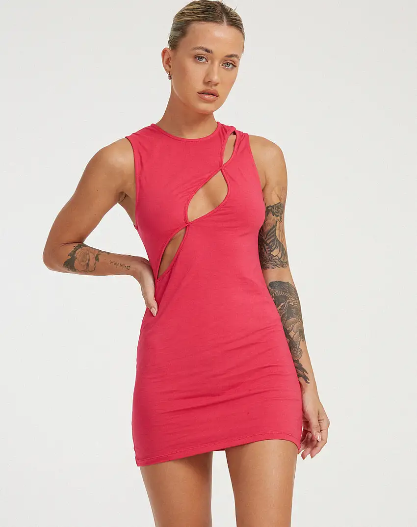 Inka Mini Dress in Fuschia Pink
