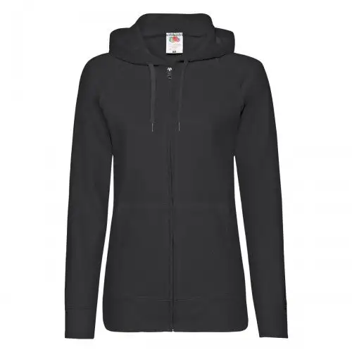 Fruit Of The Loom Ladies Fitted Lightweight Hooded Sweatshirts Jacket / Zoodie (240 GSM)