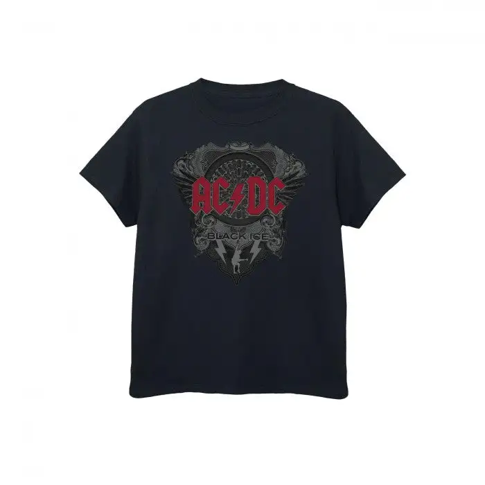 AC/DC Boys Black Ice Logo Cotton T-Shirt