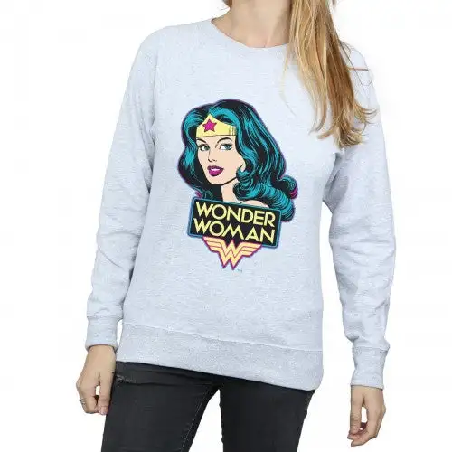 Wonder Woman Womens/Ladies Head Heather Sweatshirt