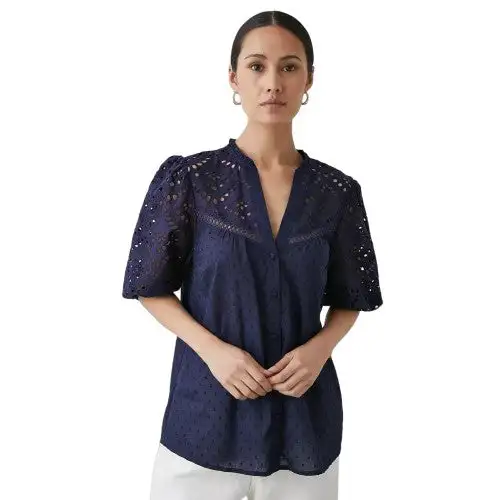 Principles Womens/Ladies Broderie Dobby Button Through Top
