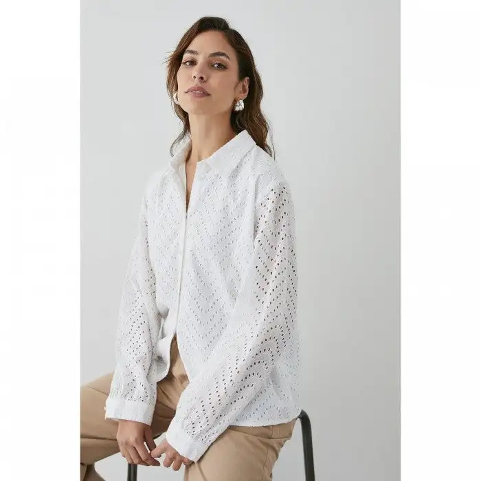 Principles Womens/Ladies Broderie Cotton Long-Sleeved Shirt