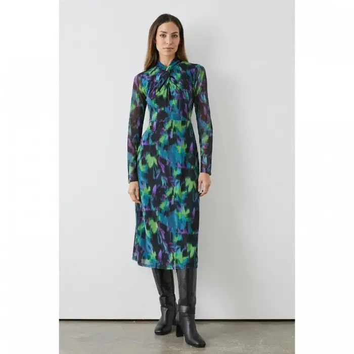 Principles Womens/Ladies Abstract Mesh Keyhole Midi Dress