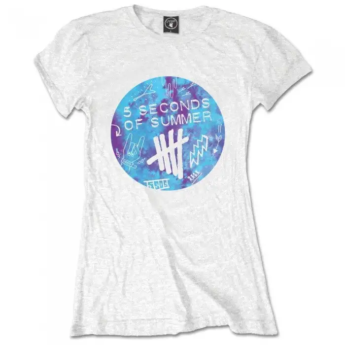 5 Seconds Of Summer Womens/Ladies Scribble Tie Dye T-Shirt