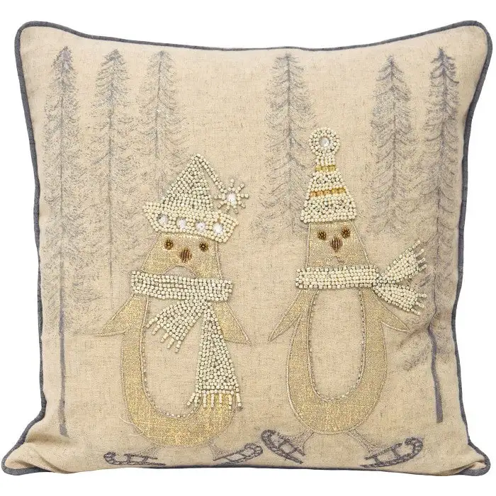 Riva Home Advent Skating Penguins Cushion Cover