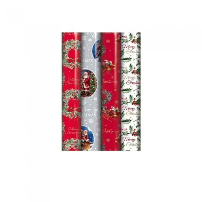 Eurowrap Traditional Christmas Gift Wrap (Pack of 42)