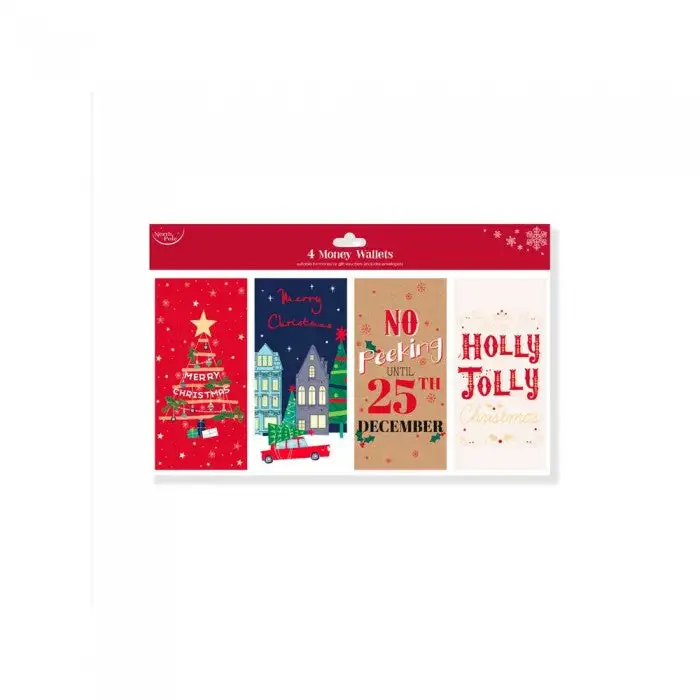 Eurowrap Contemporary Christmas Money Wallets (Pack of 4)
