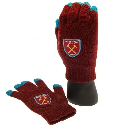 West Ham United FC Childrens/Kids Touch Screen Knitted Winter Gloves
