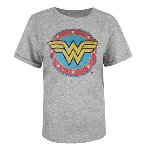 Wonder Woman Womens/Ladies Classic Distressed Logo T-Shirt