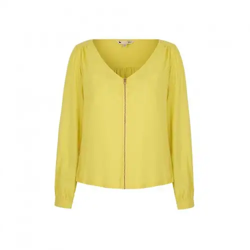 Yumi Womens/Ladies Rose Gold Zip Long Sleeve Blouse